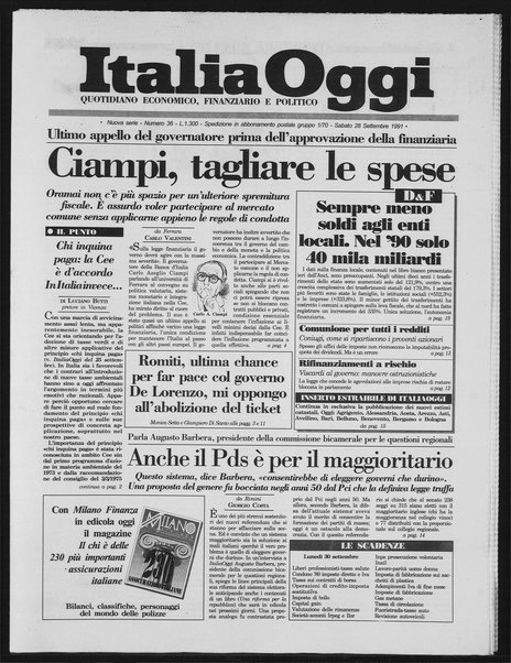 Italia oggi : quotidiano di economia finanza e politica